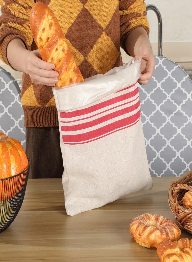 Nitial 3 Pack Linen Bread Bags for Homemade Bread, 17 x 13 Sourdough Bags with Inner Lining Drawstring Reusable Natural Large Storage for Farmhouse Bakers, House Warming Gift (Stripe) - Image 4